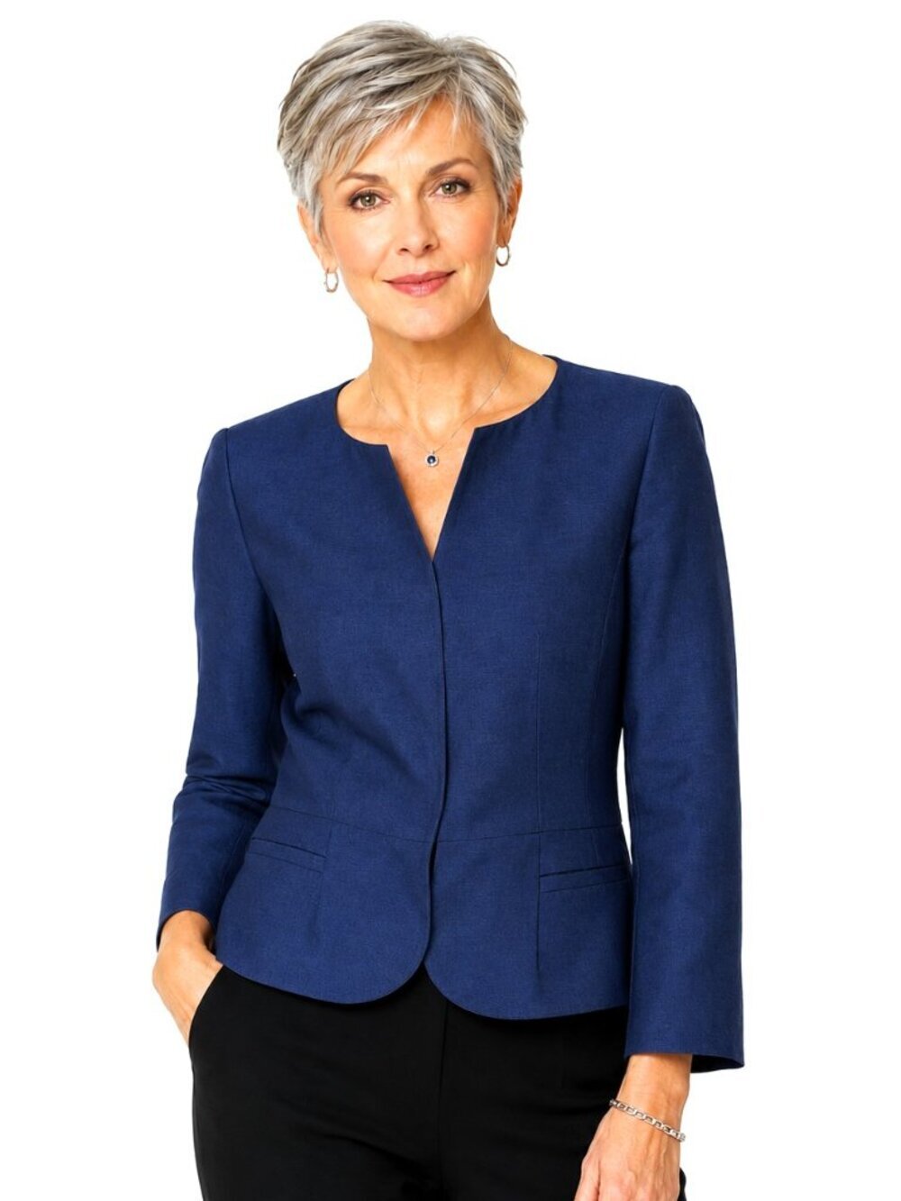 Piazza Sempione Blue Italian Silk Peplum Jacket